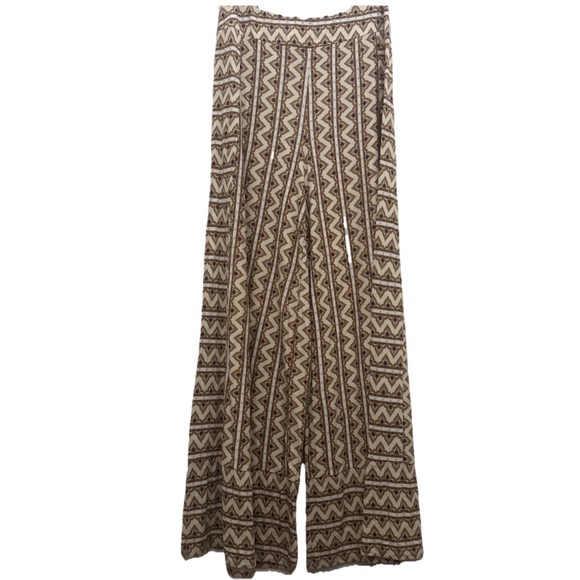 FARM Rio Cream and Brown Geometric Wide Leg Pants GEO print - Picture 15 of 16